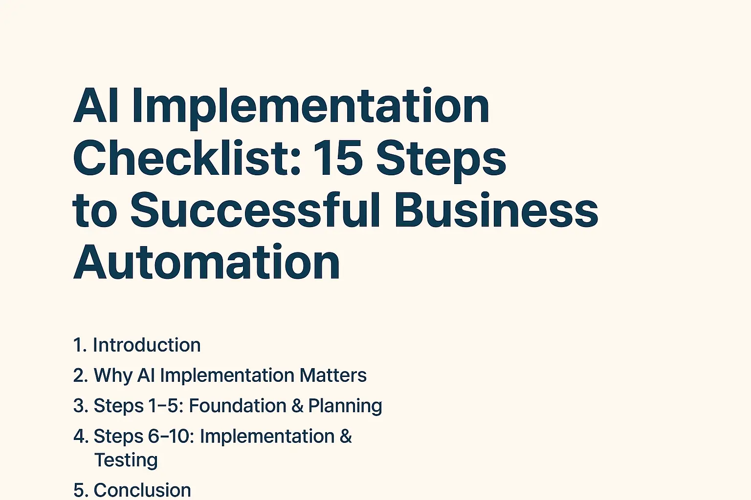 AI Implementation Checklist: 15 Steps to Successful Business Automation